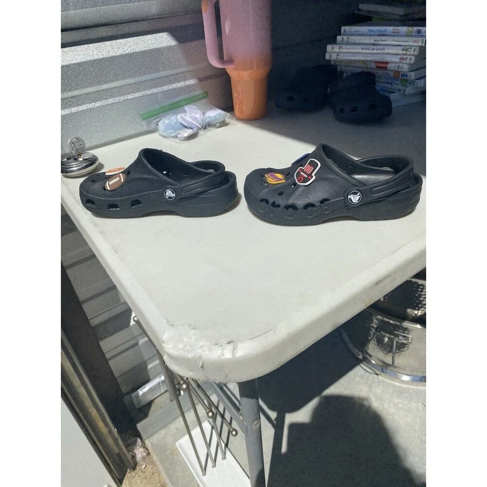 Crocs Baya Clog Kids Size C13 Black Slip On Water Shoes Sandals with Charms